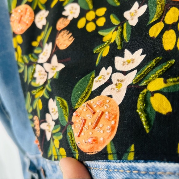 Custom Denim Jacket Citrus Fruit Beaded One of Kind Levi’s Jacket Large - Picture 9 of 16